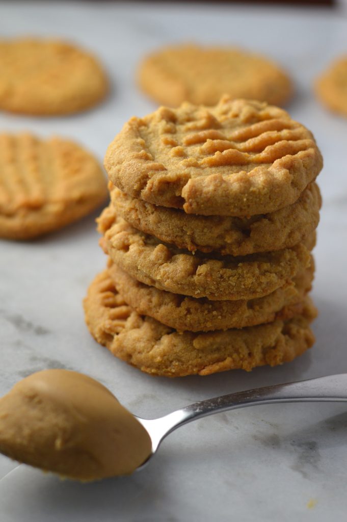 Easy Peanut Butter Protein Cookies, made with whey protein. A super simple recipe made with 4 ingredients that really packs in the protein.