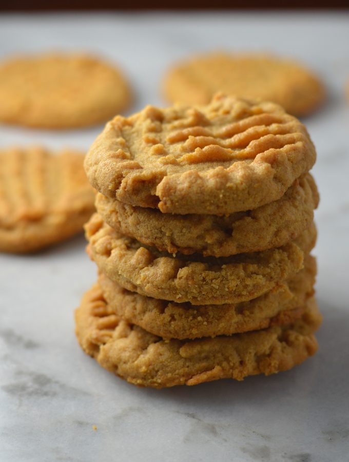 Easy Peanut Butter Protein Cookies, made with whey protein. A super simple recipe made with 4 ingredients that really packs in the protein.