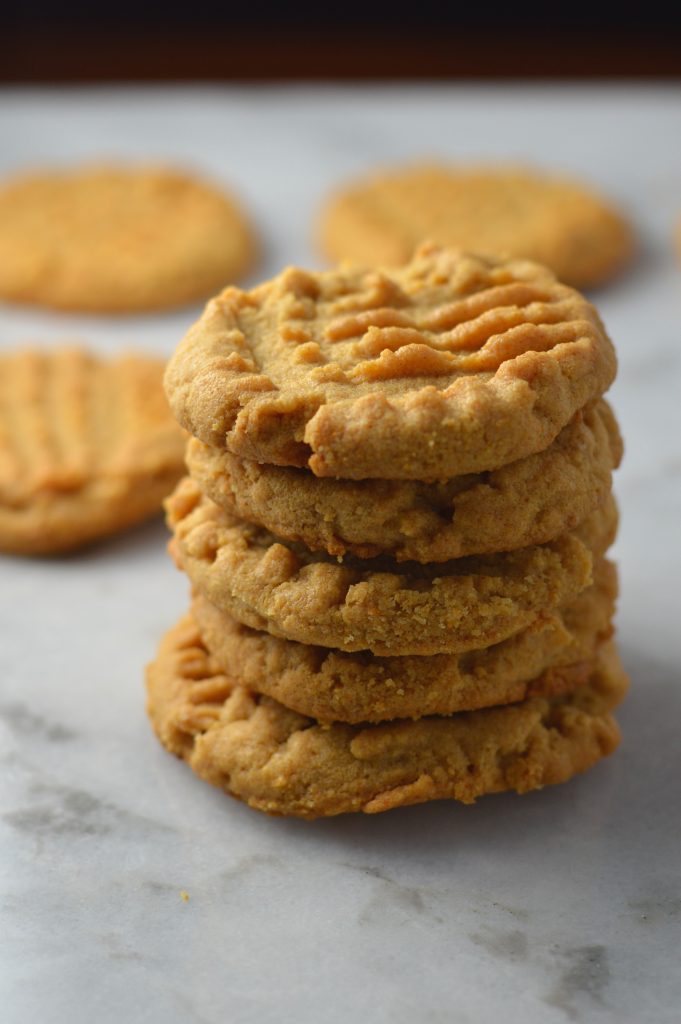 Easy Peanut Butter Protein Cookies, made with whey protein. A super simple recipe made with 4 ingredients that really packs in the protein.