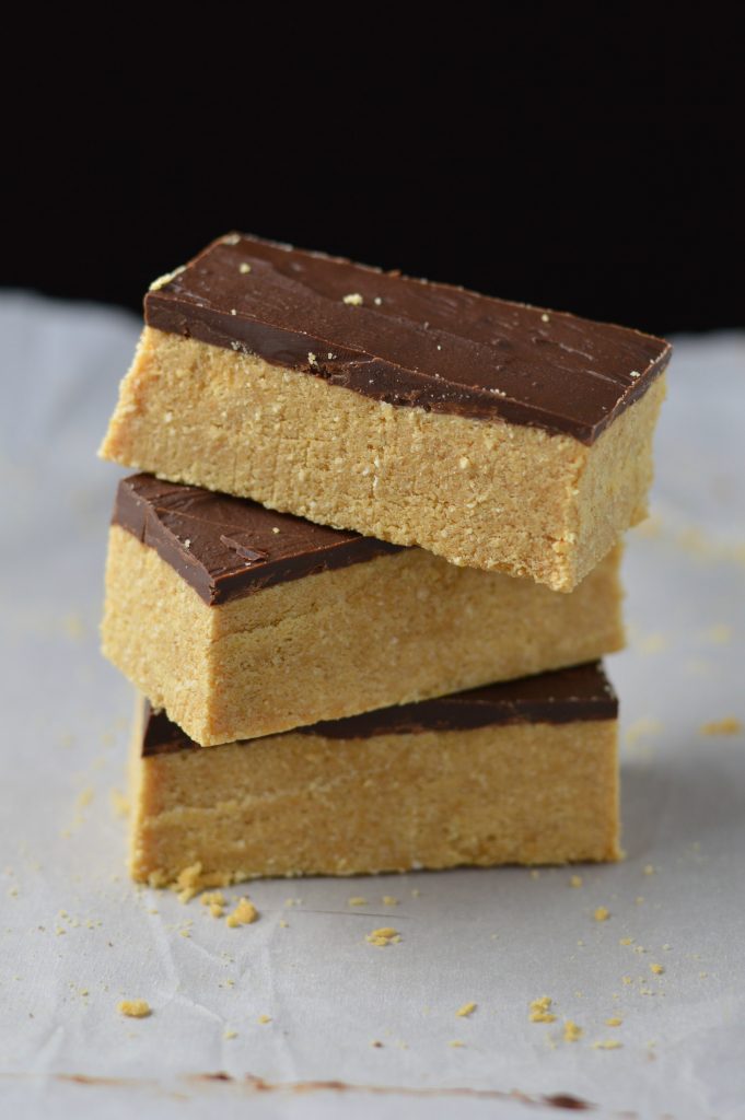 Homemade Chocolate Peanut Butter Protein Bars. No bake, gluten free and packed with protein, these make a great post-workout snack.