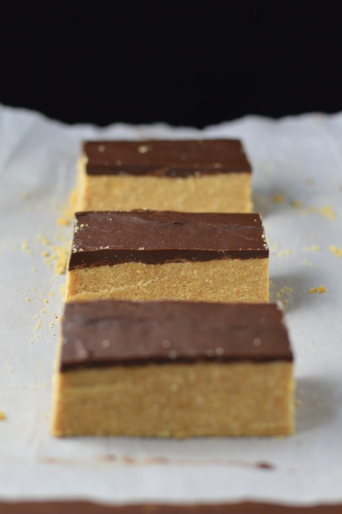 Homemade Chocolate Peanut Butter Protein Bars. No bake, gluten free and packed with protein, these make a great post-workout snack.