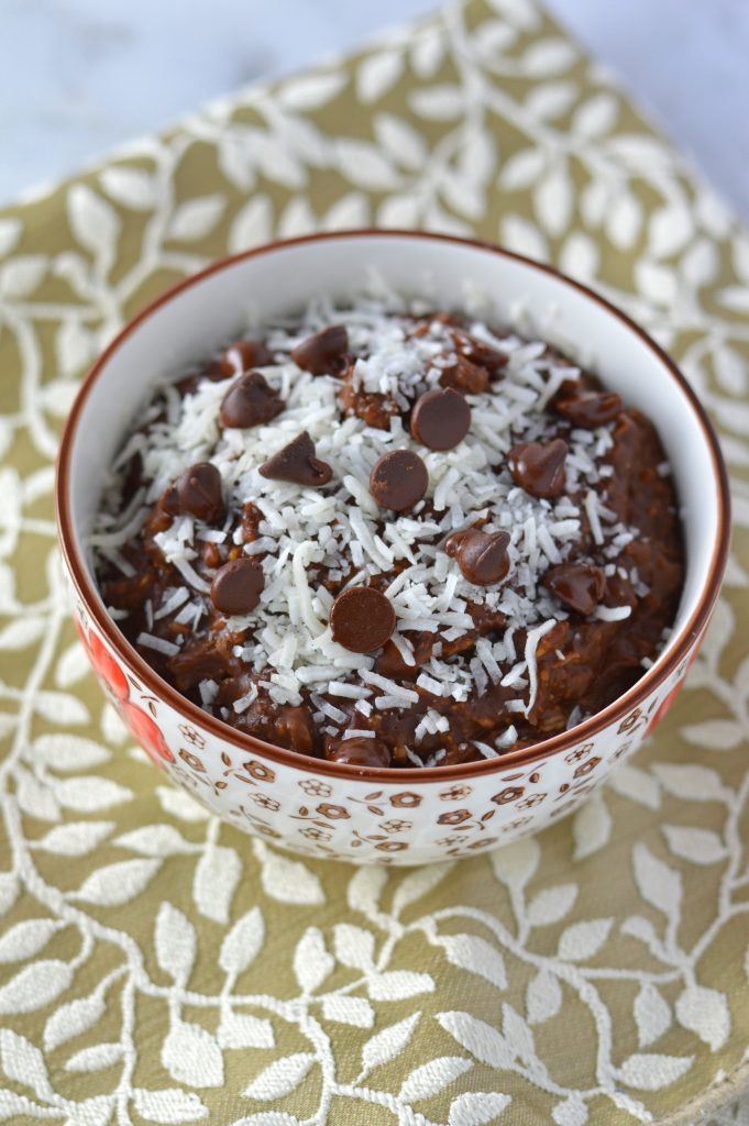 Banana Coconut Mocha Oatmeal is probably the breakfast recipe made in my kitchen the most. Made with coconut milk and ready in 10 minutes.