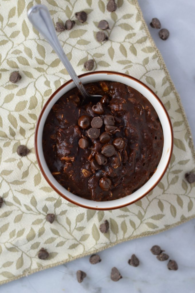 Oatmeal made with coffee and milk instead of water. Lightly sweetened with honey, and can be made vegan.