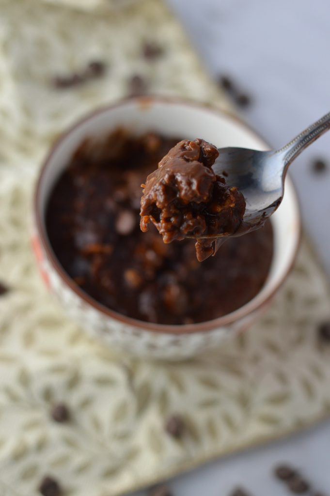 Oatmeal made with coffee and milk instead of water. Lightly sweetened with honey, and can be made vegan.