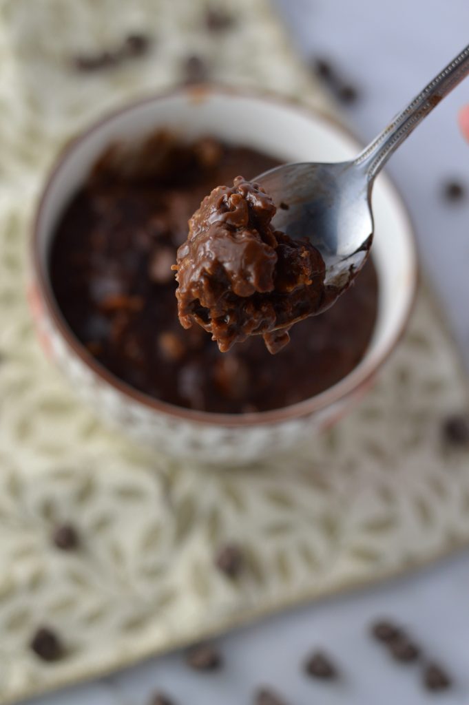 Oatmeal made with coffee and milk instead of water. Lightly sweetened with honey, and can be made vegan.