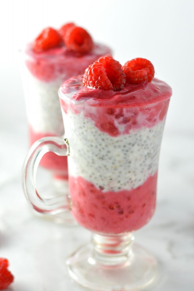 Raspberry Chia Seed Pudding makes the perfect breakfast. Made with coconut milk it is vegan, paleo and gluten free.