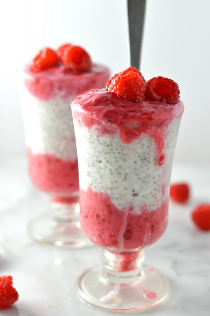 Raspberry Chia Seed Pudding makes the perfect breakfast. Made with coconut milk it is vegan, paleo and gluten free.