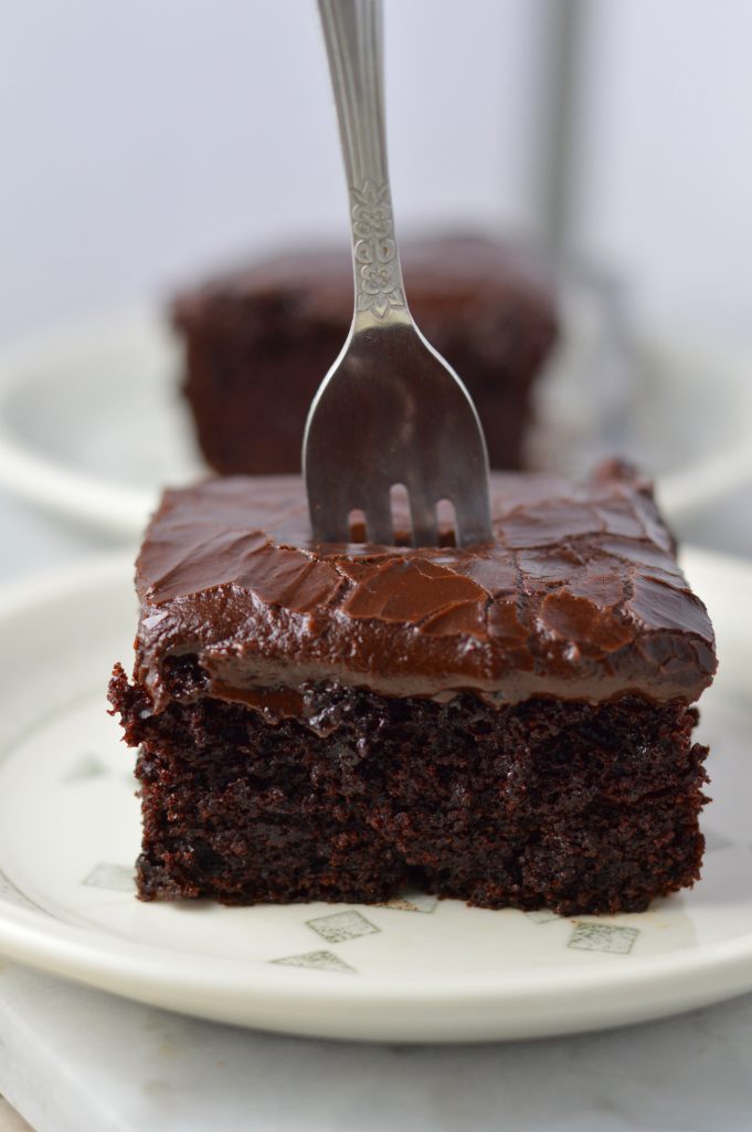  My favourite Chocolate Sheet Cake from scratch. Made without buttermilk and super easy to make, you will never need another chocolate cake recipe.