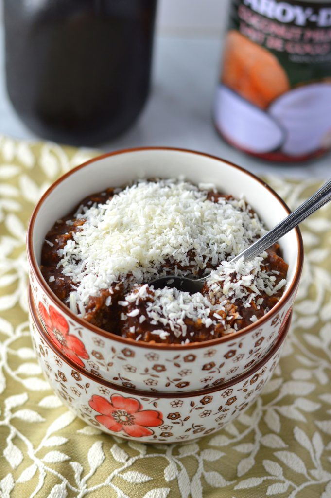 This Coconut Mocha Oatmeal is so easy to make, and ready in under 10 minutes. You will want to make this recipe for breakfast everyday.