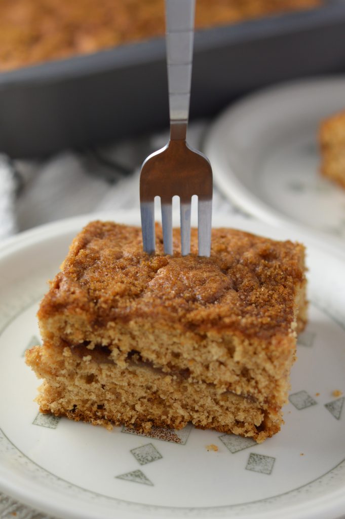 Easy Layered Apple Coffee Cake using fresh apples and applesauce. An easy breakfast recipe that is perfectly spiced.