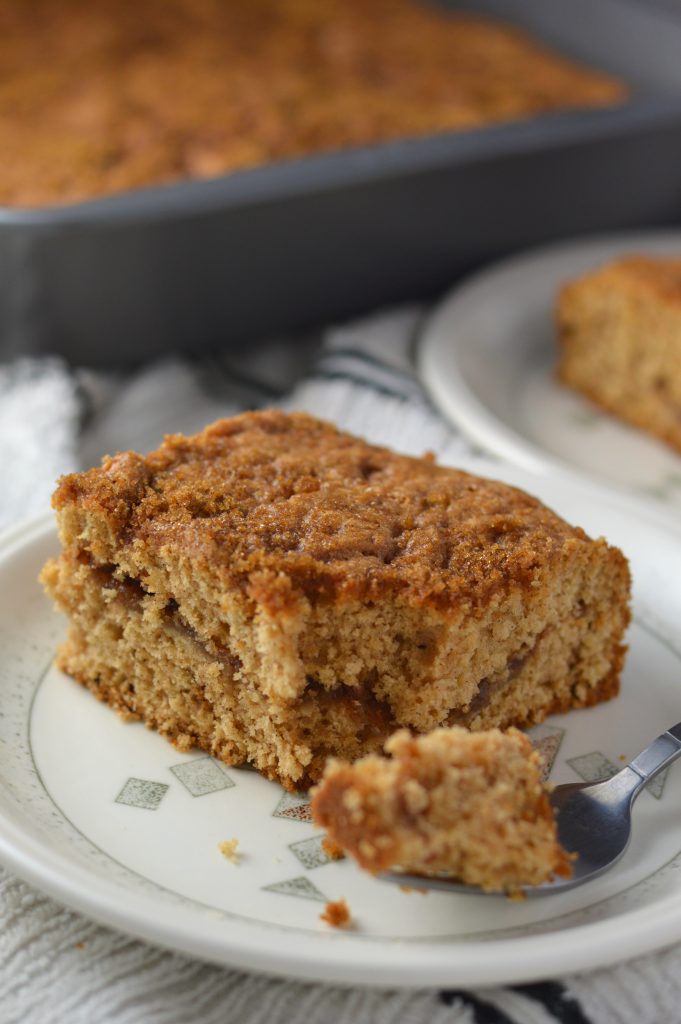 Easy Layered Apple Coffee Cake using fresh apples and applesauce. An easy breakfast recipe that is perfectly spiced.