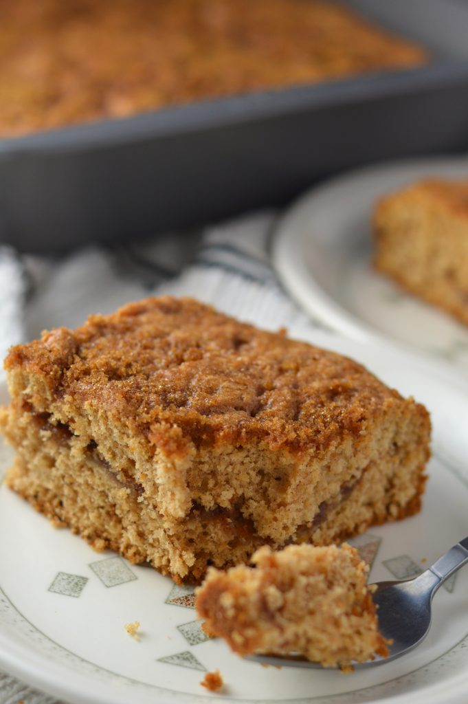 Easy Layered Apple Coffee Cake using fresh apples and applesauce. An easy breakfast recipe that is perfectly spiced.