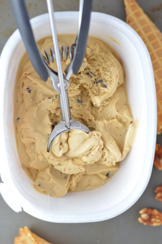 This old fashioned Butter Pecan Ice Cream recipe is one of my favourites. So rich and creamy, made in a cuisinart ice cream maker.