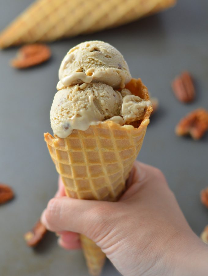 This old fashioned Butter Pecan Ice Cream recipe is one of my favourites. So rich and creamy, made in a cuisinart ice cream maker.