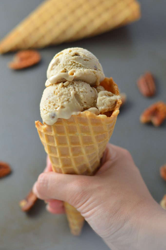 This old fashioned Butter Pecan Ice Cream recipe is one of my favourites. So rich and creamy, made in a cuisinart ice cream maker.