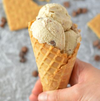 This Honey Graham Cracker Chocolate Chip Ice Cream recipe is one of my favourite dessert ideas. So easy to make, this recipe uses your ice cream maker.