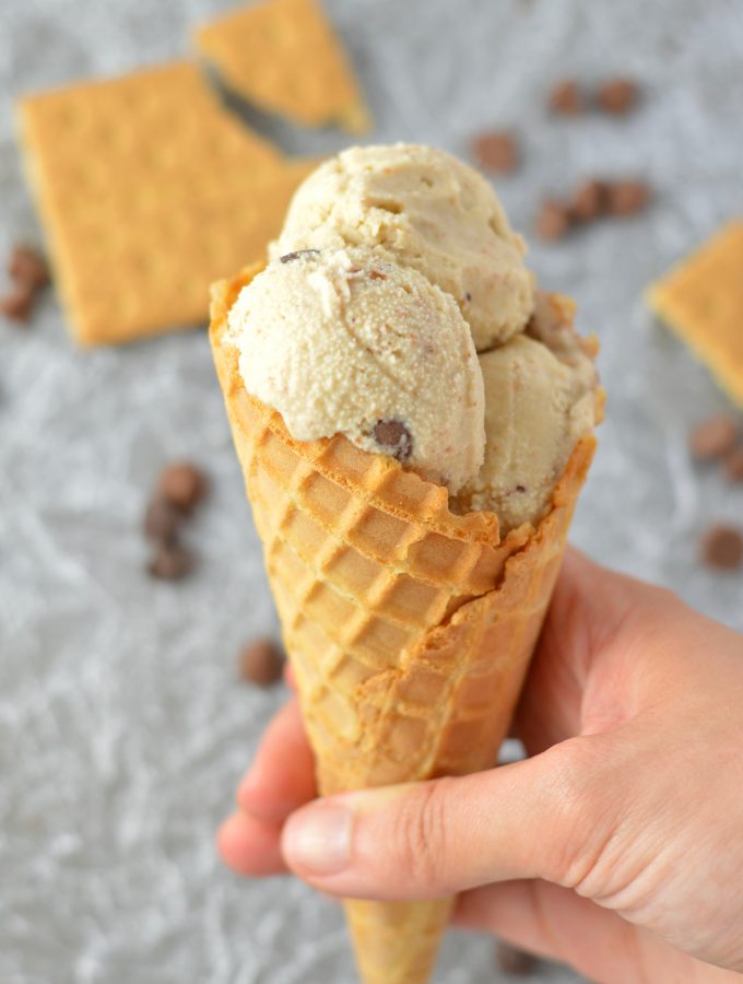 This Honey Graham Cracker Chocolate Chip Ice Cream recipe is one of my favourite dessert ideas. So easy to make, this recipe uses your ice cream maker.