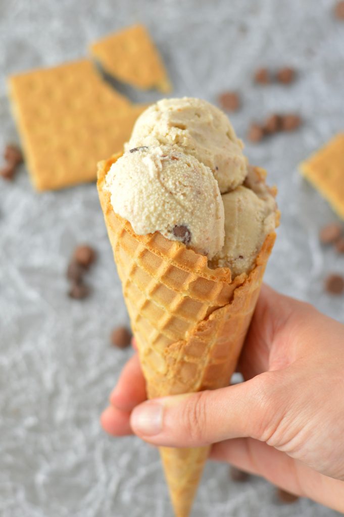 This Honey Graham Cracker Chocolate Chip Ice Cream recipe is one of my favourite dessert ideas. So easy to make, this recipe uses your ice cream maker.