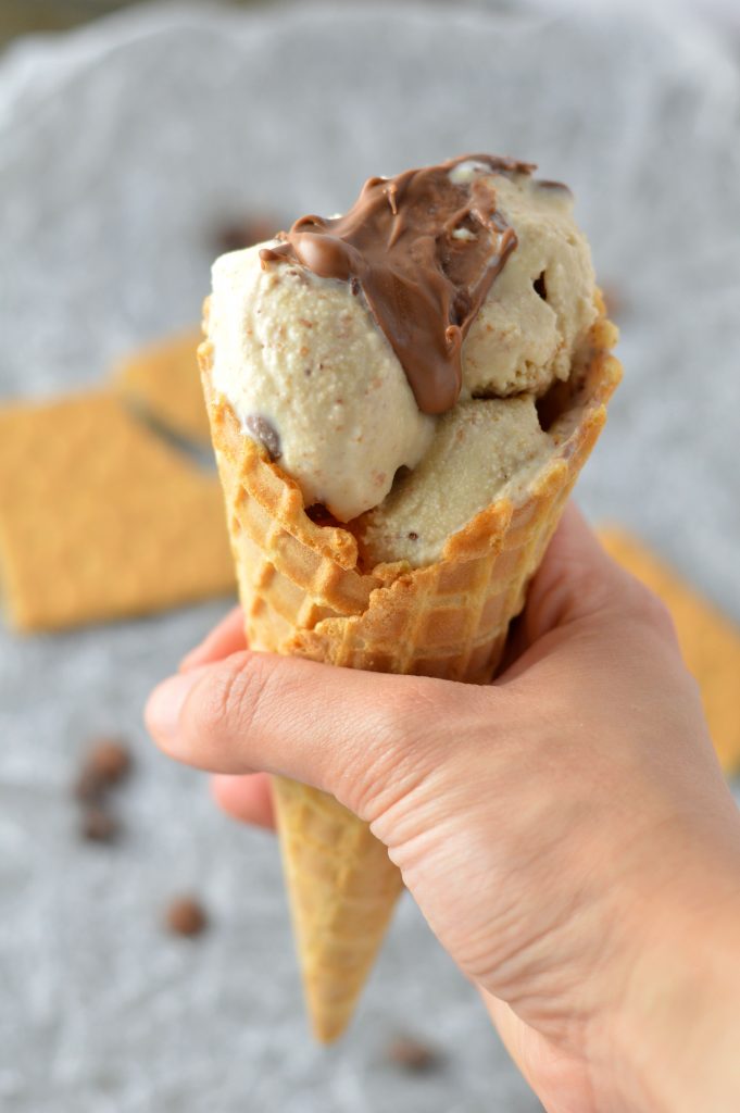 This Honey Graham Cracker Chocolate Chip Ice Cream recipe is one of my favourite dessert ideas. So easy to make, this recipe uses your ice cream maker.