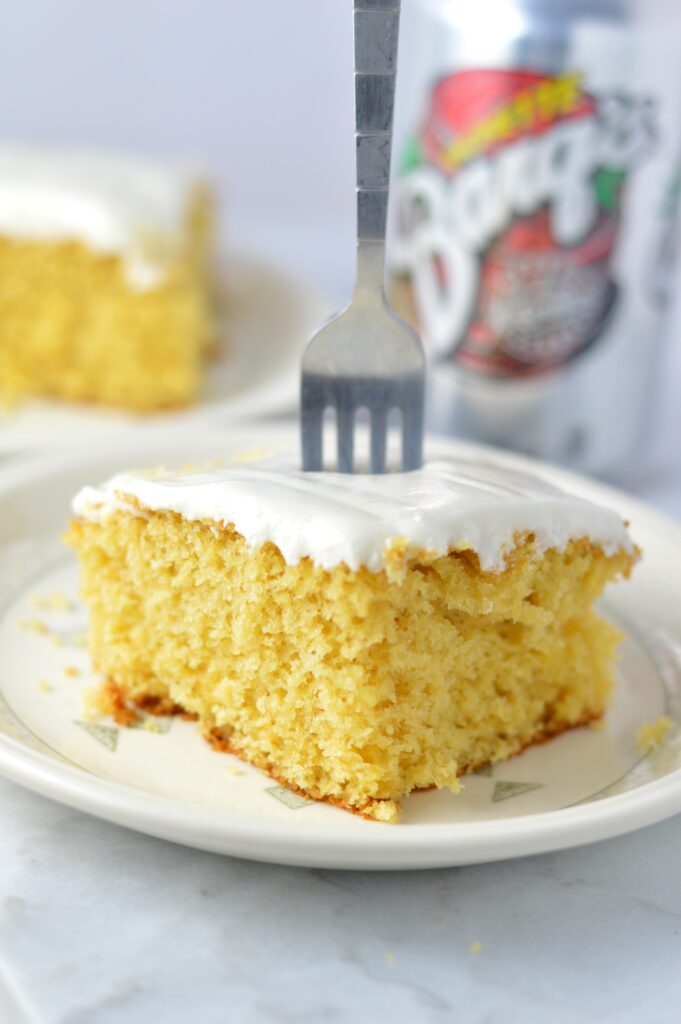 This Easy Root Beer Float Cake is made with a cake mix, so it is super simple and quick to whip up. Perfect for last minute birthday cakes.