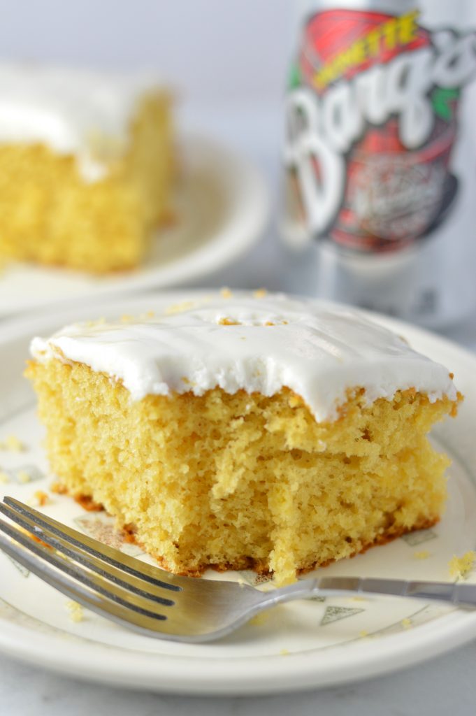 This Easy Root Beer Float Cake is made with a cake mix, so it is super simple and quick to whip up. Perfect for last minute birthday cakes.