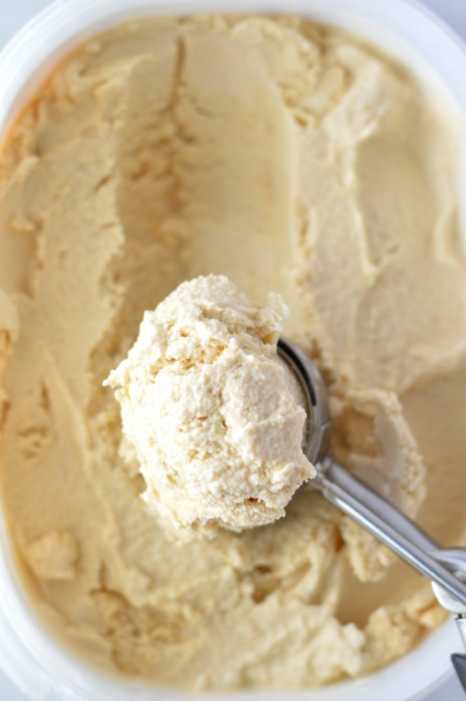 Coffee Ice Cream made in my cuisinart ice cream maker, and made without eggs. The perfect way to use up leftover day old coffee.