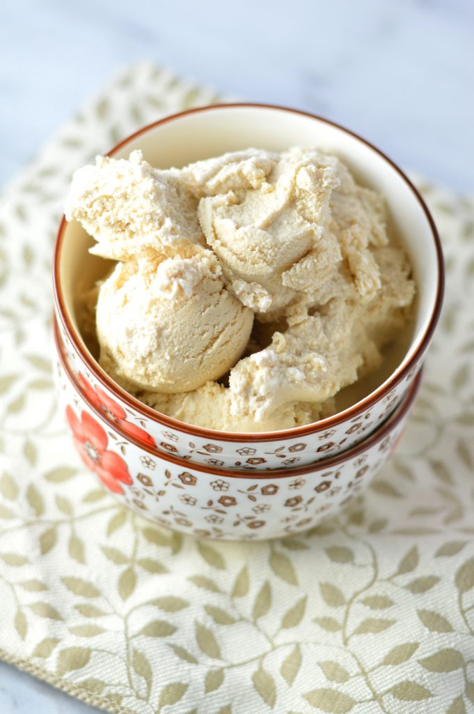 Coffee Ice Cream made in my cuisinart ice cream maker, and made without eggs. The perfect way to use up leftover day old coffee.