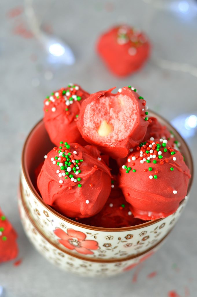 These Christmas Coconut Flour Cookie Dough Truffles are perfect for the holidays. They are so easy to make, and are gluten free.