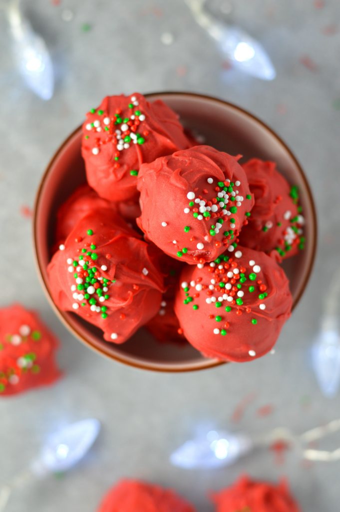 These Christmas Coconut Flour Cookie Dough Truffles are perfect for the holidays. They are so easy to make, and are gluten free.