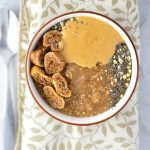 Coffee Oatmeal with Dried Figs, Peanut Butter and Chia Seeds