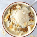 Easy Coffee Oatmeal with Coffee Ice Cream makes the perfect decadent breakfast recipe. Made with milk and coffee instead of water, this bowl of oats keeps you full until lunch.