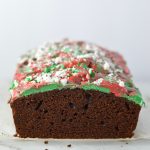 Peppermint Bark Chocolate Bread recipe is basically a cake with melted chocolate and crushed candy canes on top. The perfect dessert for Christmas.