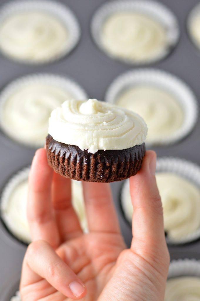 Simple Vegan Chocolate Cupcakes with Vanilla Buttercream recipe that tastes just as good as your regular cupcake. Dense and fudgy, this makes an easy and tasty dessert.