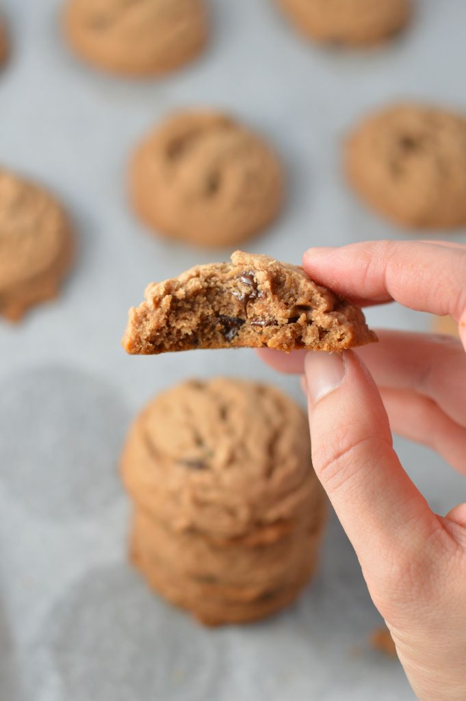 Easy Chocolate Chip Nutella Drop Cookies for when you want a quick dessert recipe to make with 6 ingredients. These cookies are eggless, and will almost melt in your mouth.