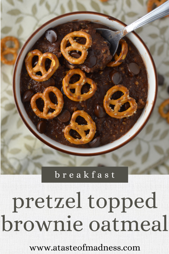 Pretzel Topped Brownie Oatmeal