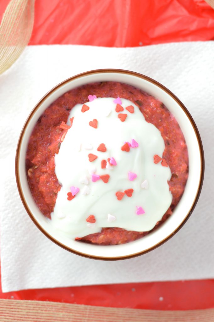 Easy Red Velvet Oatmeal makes the perfect breakfast recipe for Valentines day, or any other day you want a beautiful sweet treat in the morning.