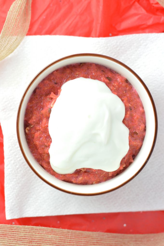 Easy Red Velvet Oatmeal makes the perfect breakfast recipe for Valentines day, or any other day you want a beautiful sweet treat in the morning.