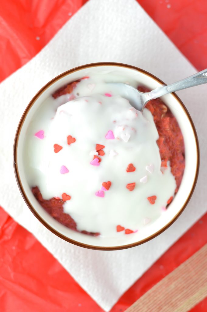 Easy Red Velvet Oatmeal makes the perfect breakfast recipe for Valentines day, or any other day you want a beautiful sweet treat in the morning.