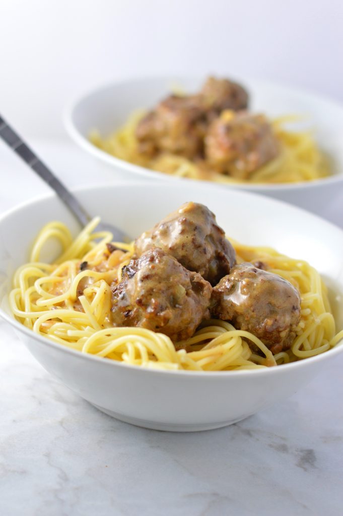 This Easy Meatballs in Dijon Gravy recipe is the perfect quick and simple weeknight dinner idea. The mustard sauce brings this dish to the next level!