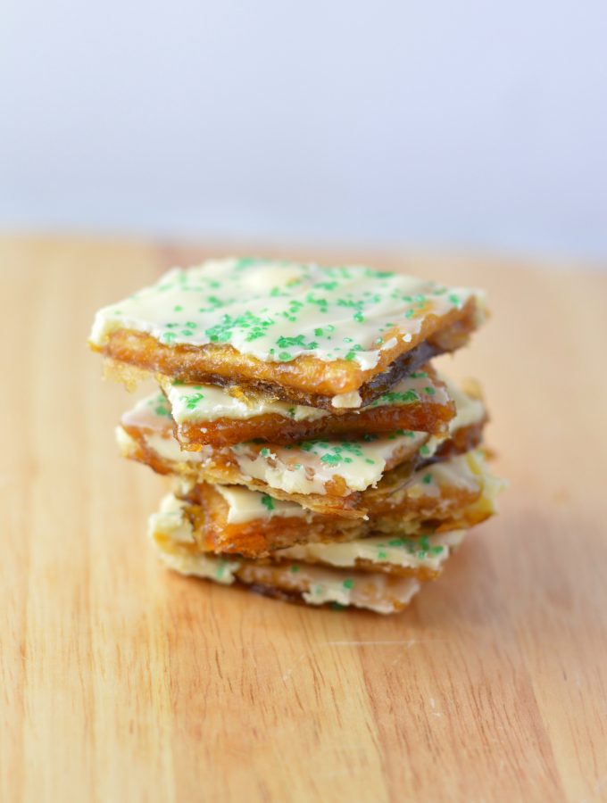  This St Patrick's Day White Chocolate Saltine Cracker Toffee recipe is so easy to make and so addictive to eat. The perfect snack or quick dessert for your March celebrations.