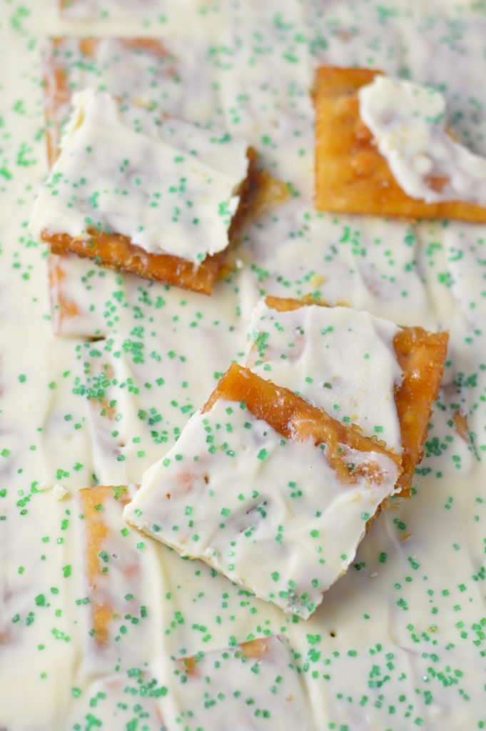  This St Patrick's Day White Chocolate Saltine Cracker Toffee recipe is so easy to make and so addictive to eat. The perfect snack or quick dessert for your March celebrations.