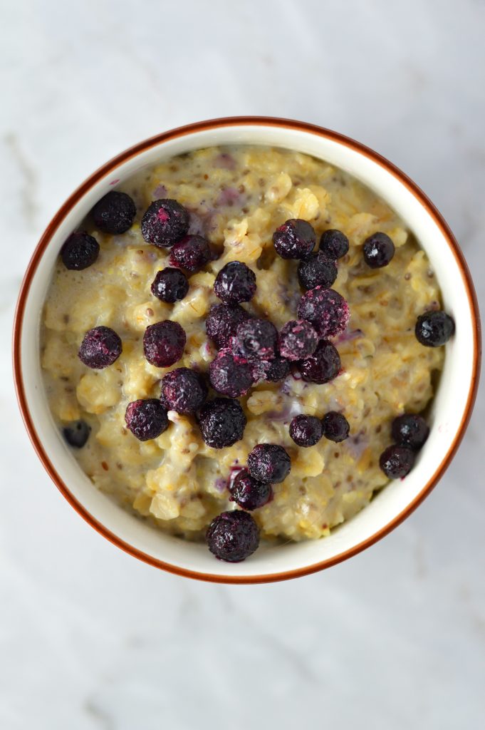 My favourite Blueberry Apple Holy Crap Oatmeal + Giveaway. The perfect breakfast recipe to keep you full until lunch. Lightly sweetened, gluten free and vegan.