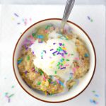 Easy Birthday Cake Oatmeal recipe for a quick and healthy way to celebrate your big day in the morning. Add ice cream if you want to make it extra special!