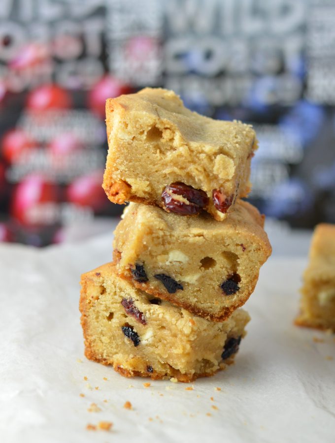 Dried Blueberry, Cranberry and White Chocolate Cookie Bars recipe makes for a great holiday recipe idea. These red, white and blue desserts are so quick and easy to make.