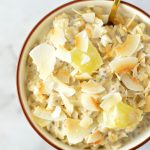 Easy Pina Colada Oatmeal recipe made with fresh or frozen pineapple. This is the perfect breakfast idea to make you feel like you are on holiday.