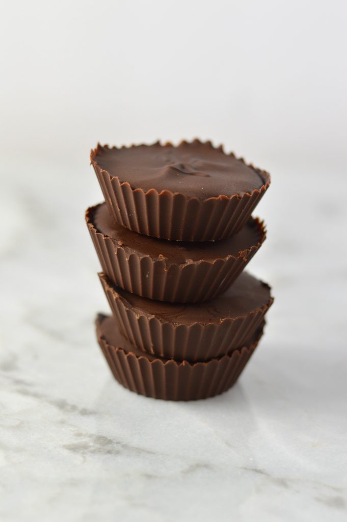 Easy Almond Butter Chocolate Cups recipe made with only 3 ingredients. Can be made vegan, this makes a quick snack to satisfy your sweet tooth.