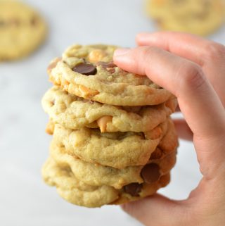 Chewy Butterscotch and Chocolate Chip Cookies recipe that is quick and easy to make. This is a great nut free snack to take to work or school.