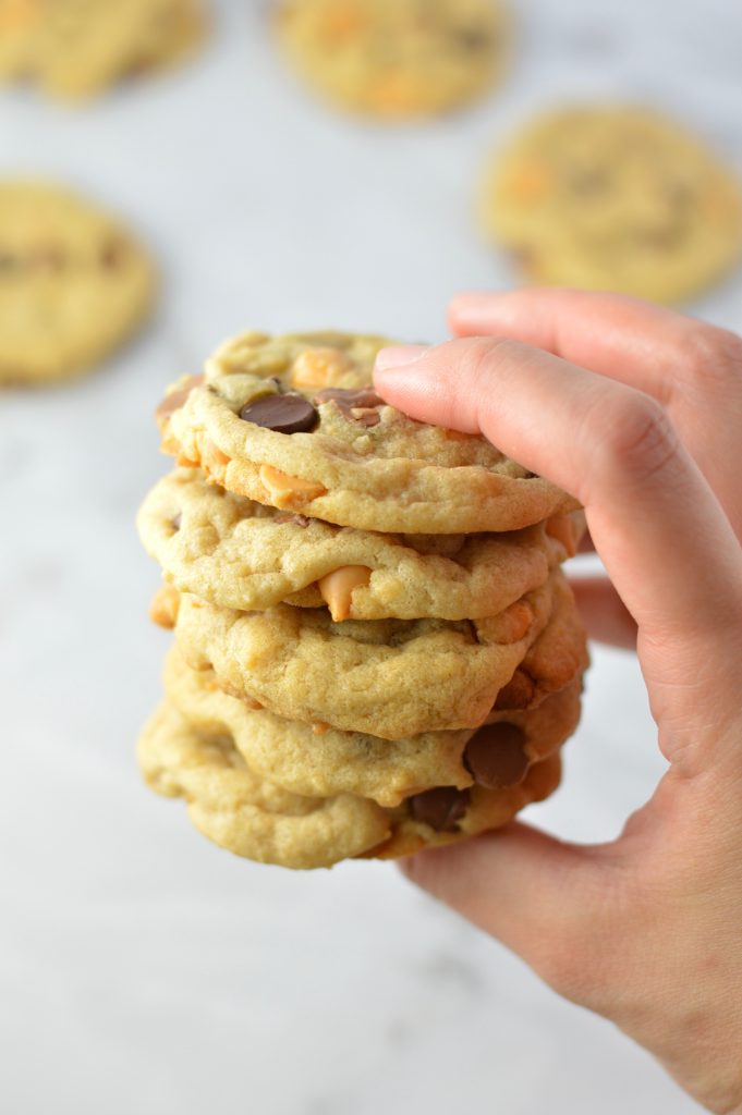 Chewy Butterscotch and Chocolate Chip Cookies recipe that is quick and easy to make. This is a great nut free snack to take to work or school.