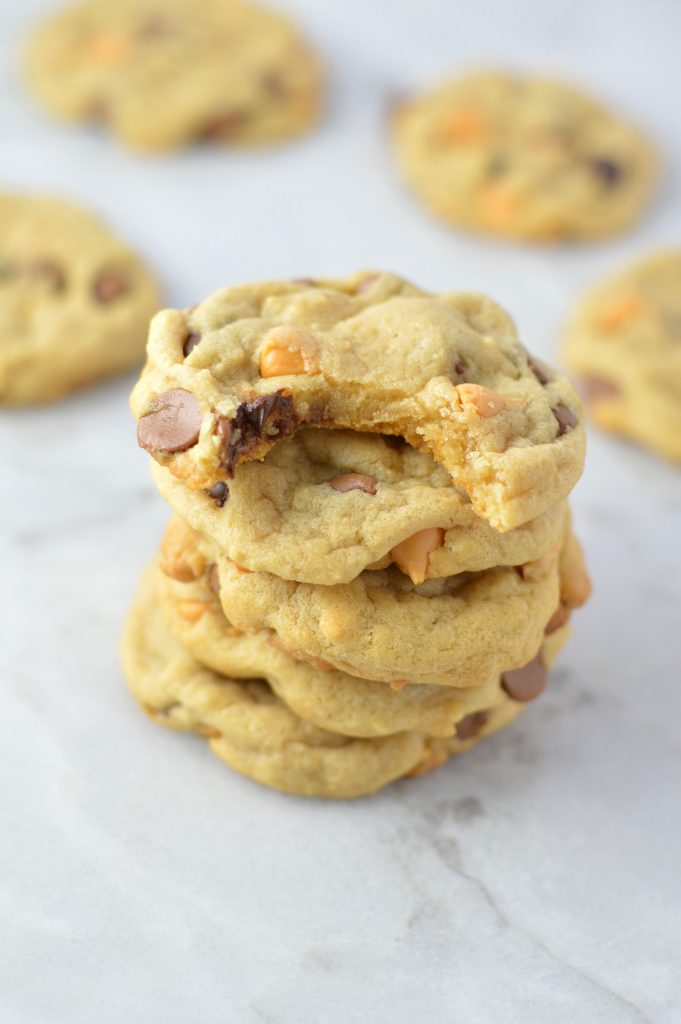 Chewy Butterscotch and Chocolate Chip Cookies recipe that is quick and easy to make. This is a great nut free snack to take to work or school.