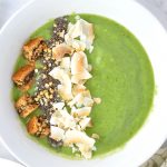 Fruit and Vegetable Smoothie Bowl recipe for a healthy breakfast. This green smoothie is made with frozen avocado, spinach, apple, pineapple and banana.